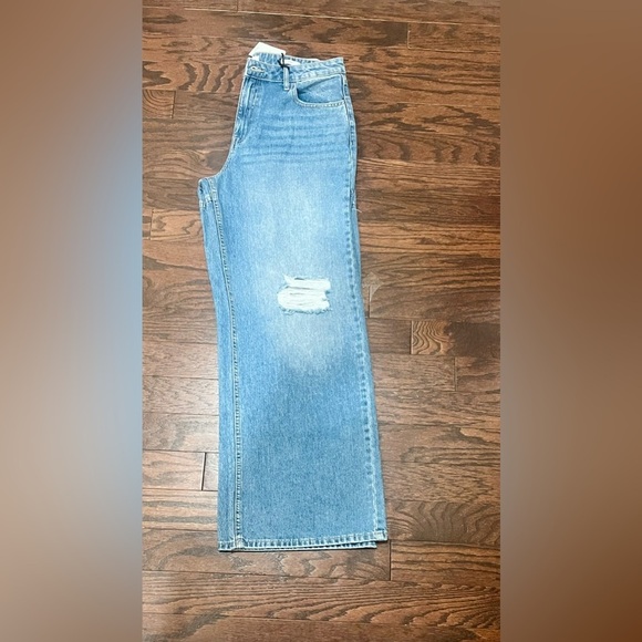 Forever 21 Women’s Baggy Wide-Leg Distressed Blue Jeans Blue Size 30 - Picture 5 of 7